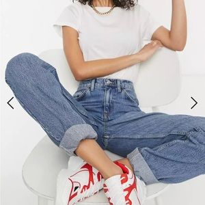 ASOS DESIGN Tall High Rise ‘slochy’ mom jeans in midwash